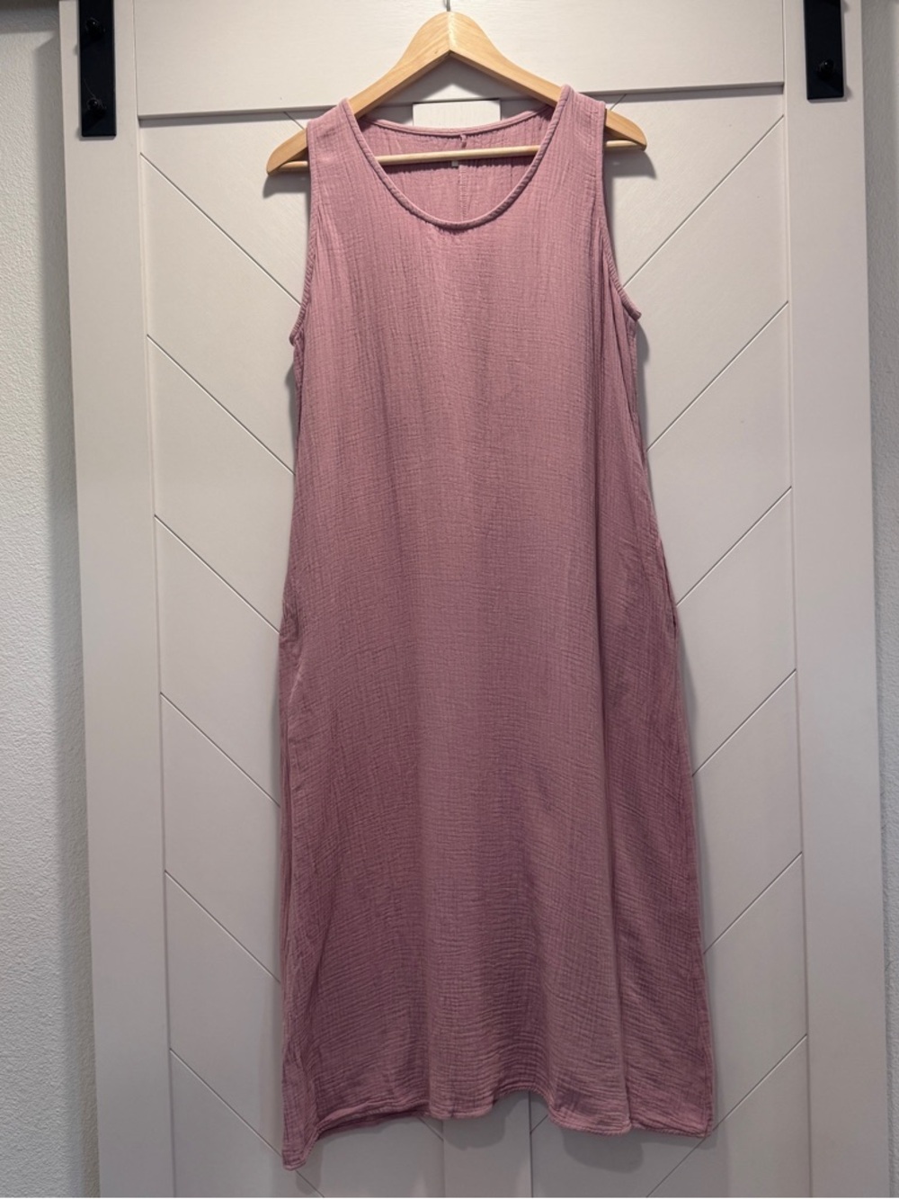 Gauze Sleeveless Midi Dress in Dusty Rose | Coastal Breezy Summer Cottagecore - Picture 2 of 8
